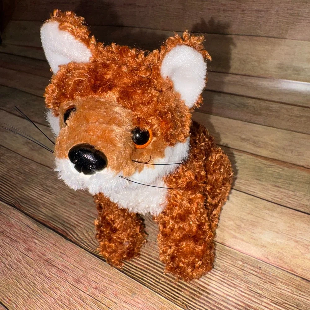 Textured Sitting Fox Plush Stuffed Animal Toy Kids Small Orange Fiesta